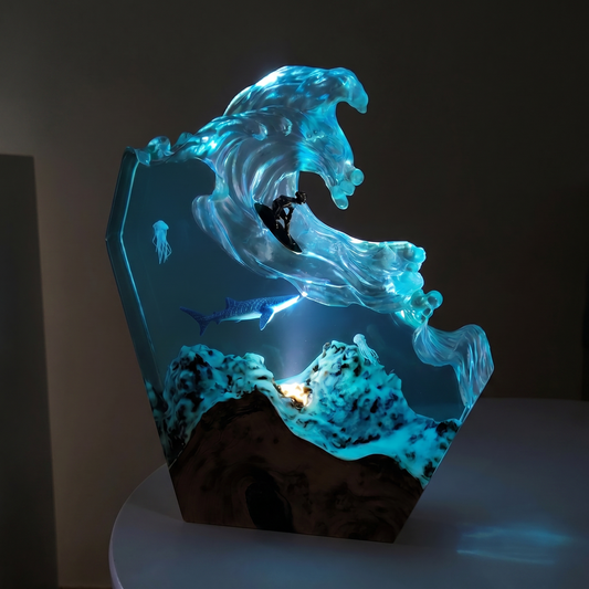 Handmade OceanWave Resin Lamp